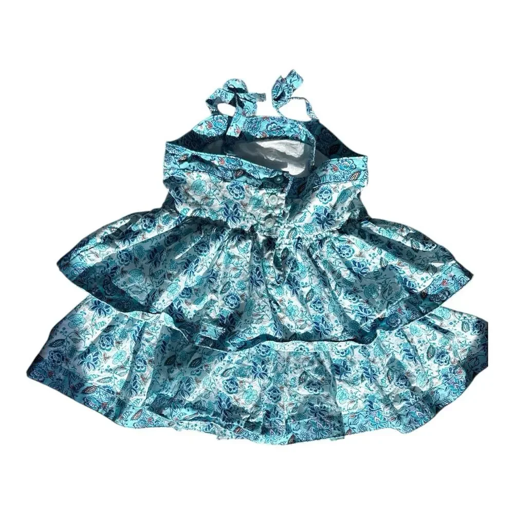 Janie and Jack Blue Floral Tiered Dress | 12–18M | NWOT